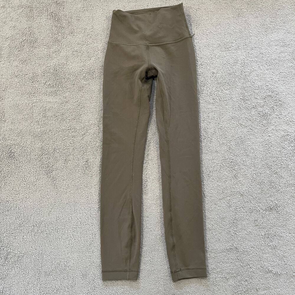 Lululemon Wunder Train Olive Green High Rise Athletic Leggings Women's Size 0